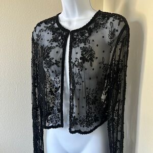Scala Black Beaded Sheer Jacket